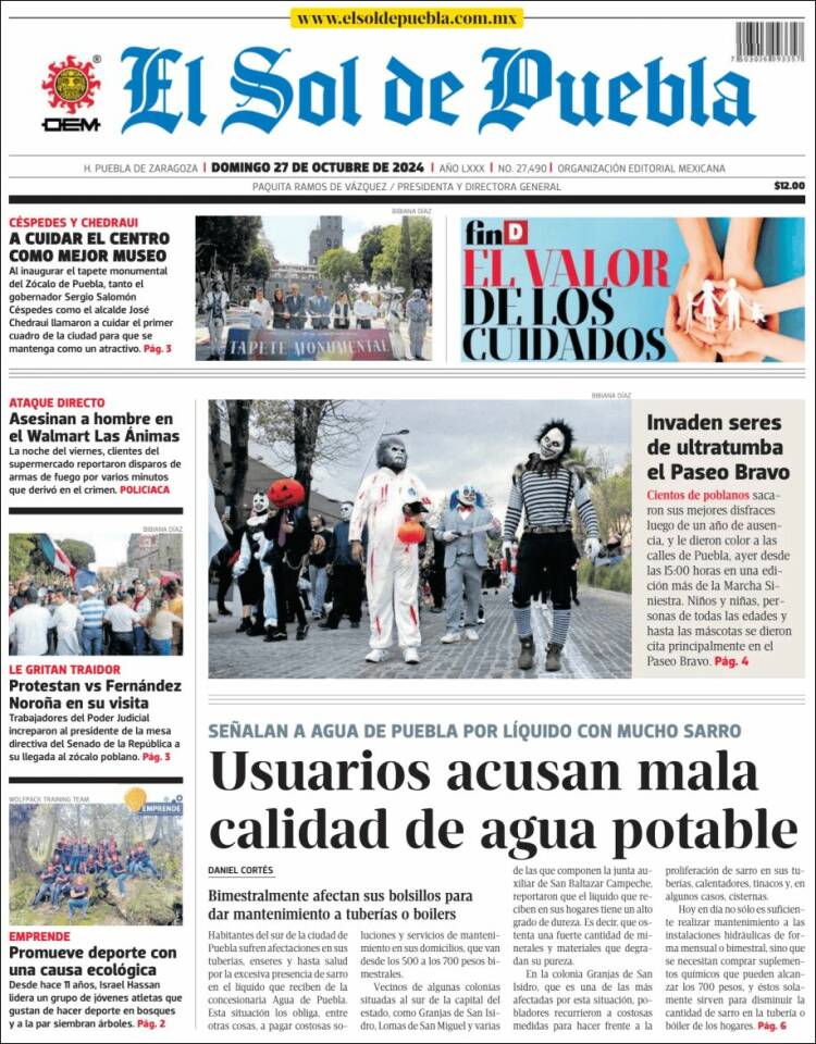 Portada de El Sol de Puebla (México)