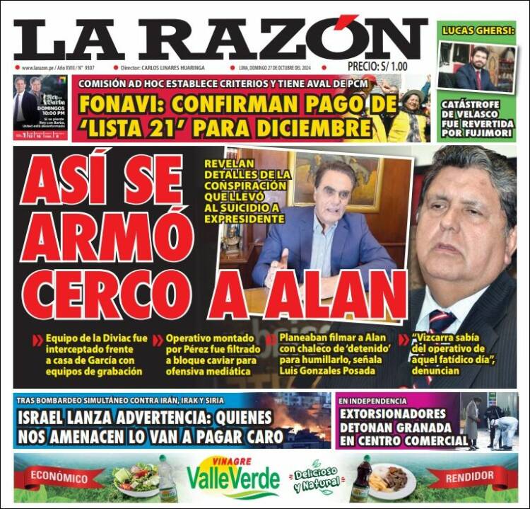 Portada de La Razón (Per&uacute;)