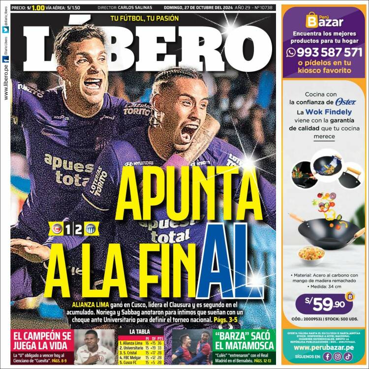 Portada de Líbero (Per&uacute;)