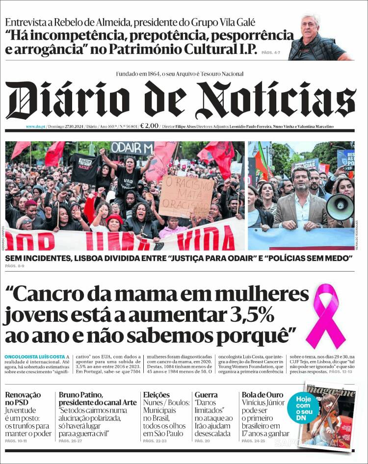 Portada de Diário de Noticias (Portugal)