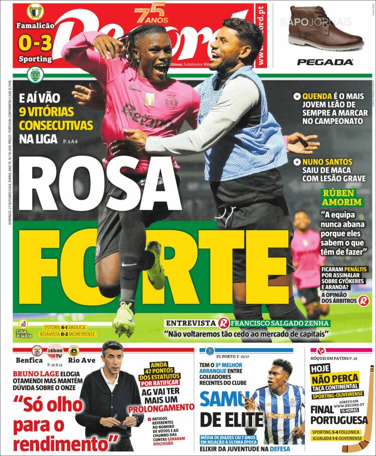 Portada de Jornal de Negócios (Portugal)