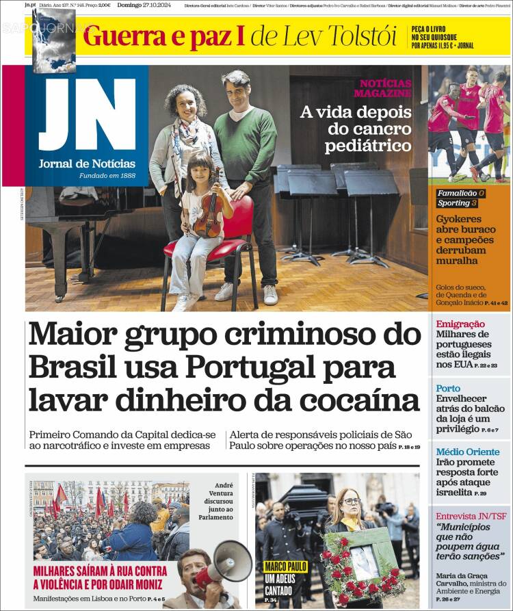 Portada de Jornal de Notícias (Portugal)