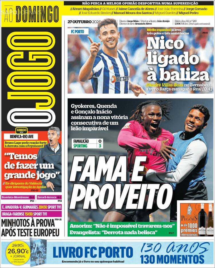 Portada de O Jogo (Portugal)