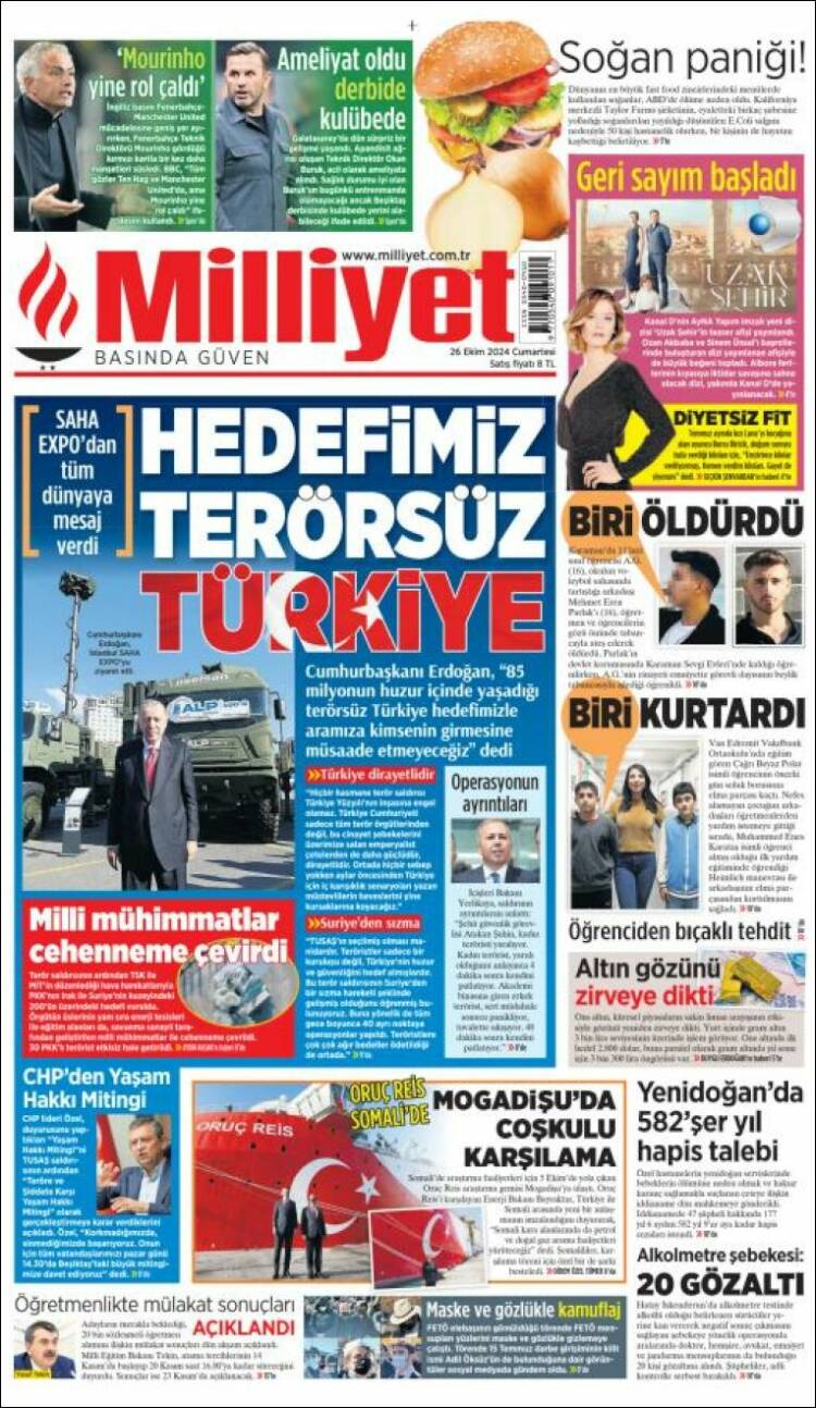 Portada de Milliyet (Turqu&iacute;a)