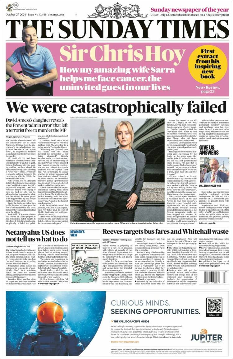 Portada de The Times (Reino Unido)