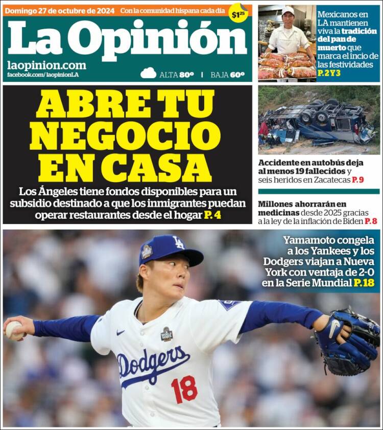 Portada de La Opinión (USA)