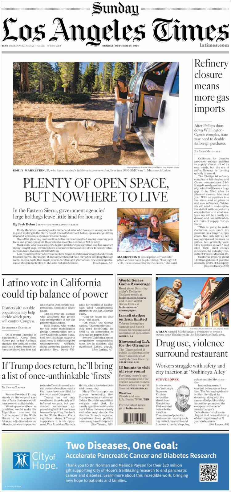 Portada de Los Angeles Times (USA)