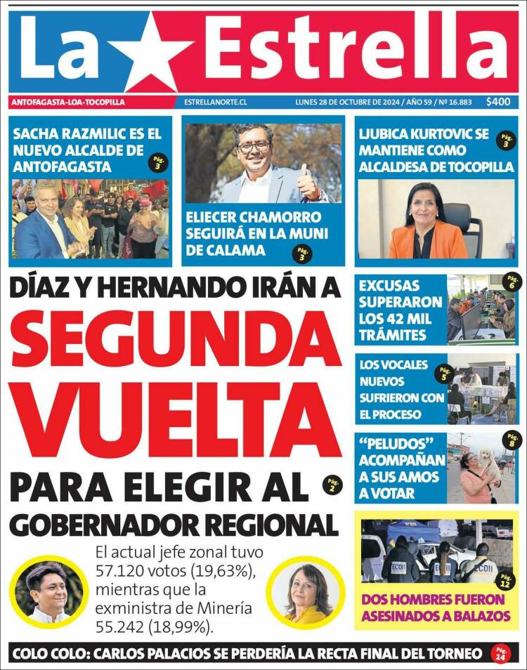 Portada de La Estrella de Tocopilla (Chile)