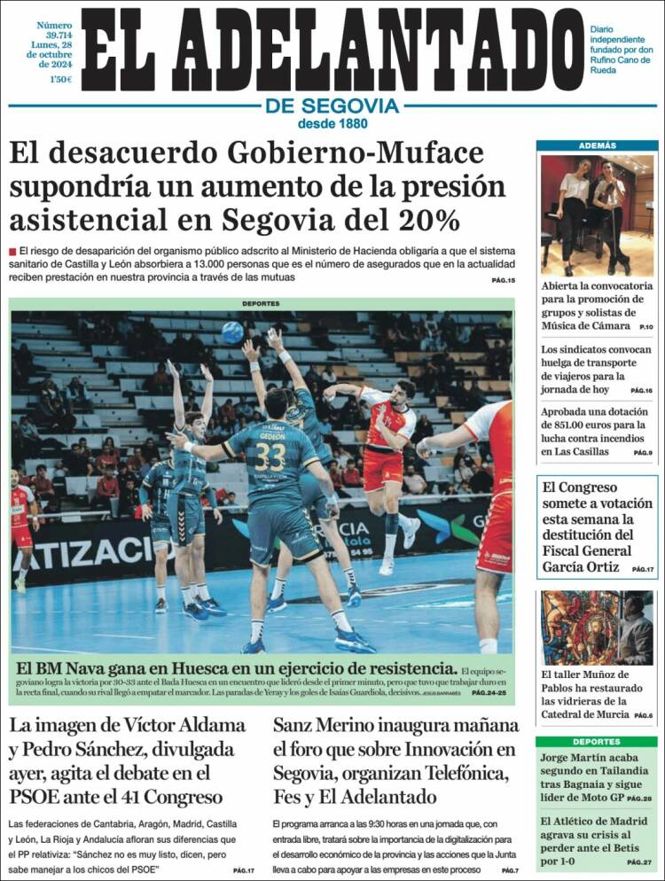 Portada de El Adelantado de Segovia (España)