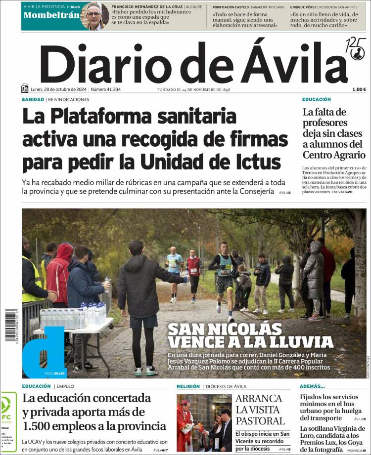 Portada de Diario de Ávila (España)