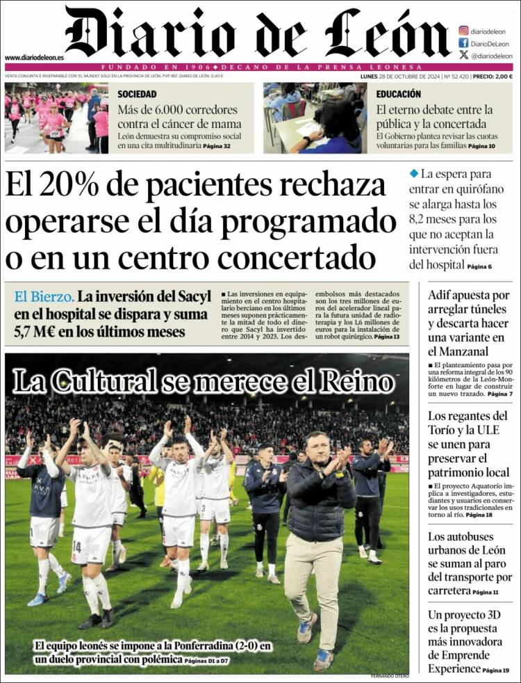 Portada de Diario de León (España)
