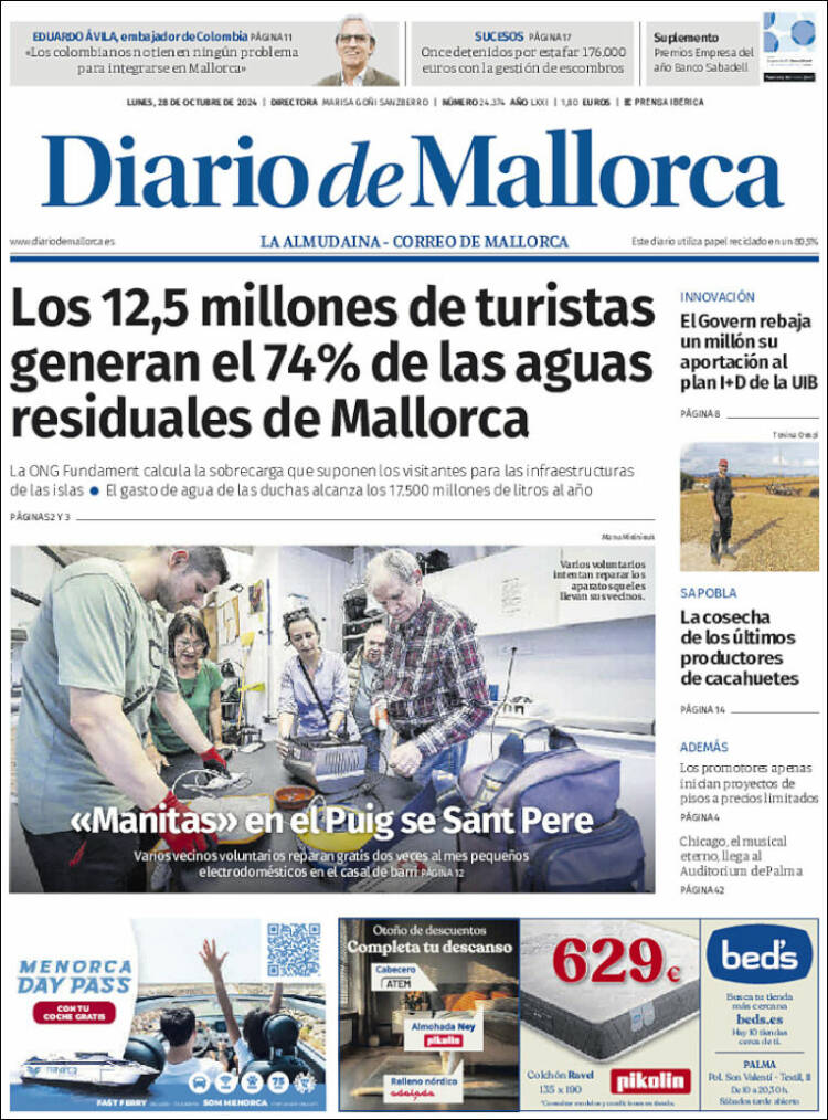 Portada de Diario de Mallorca (España)