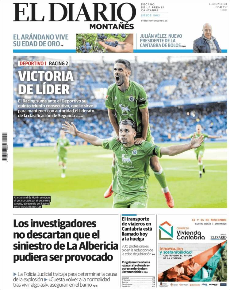 Portada de El Diario Montañés (España)
