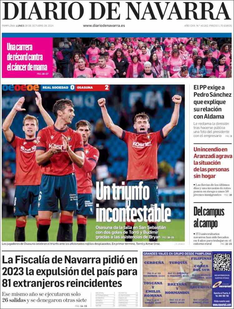 Portada de Diario de Navarra (España)