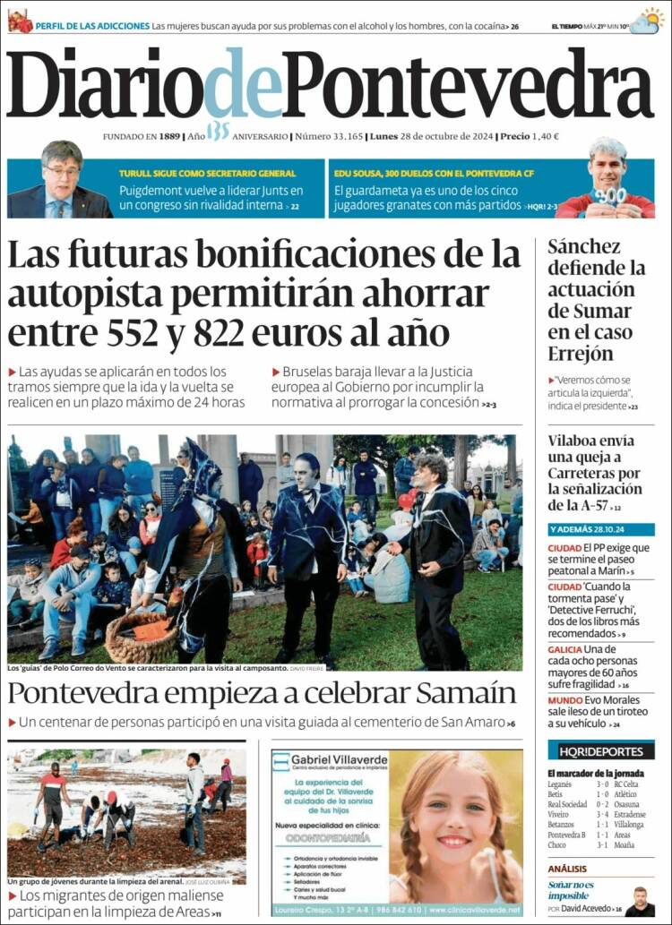 Portada de Diario de Pontevedra (España)