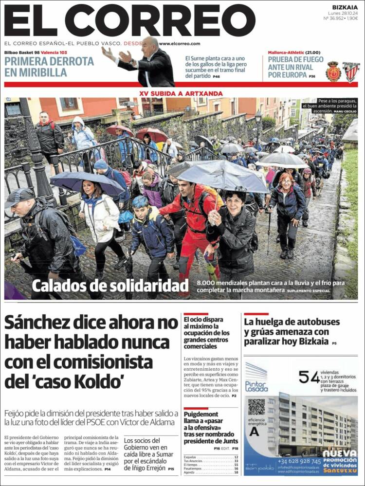 Portada de El Correo (España)