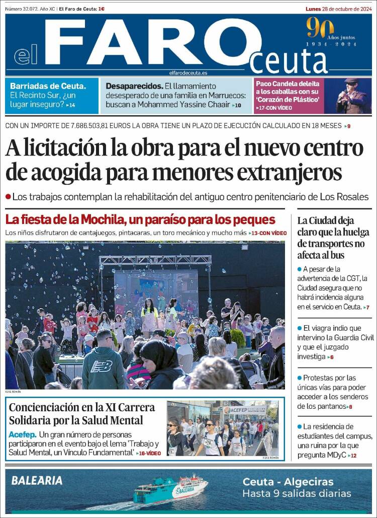 Portada de El Faro de Ceuta (España)