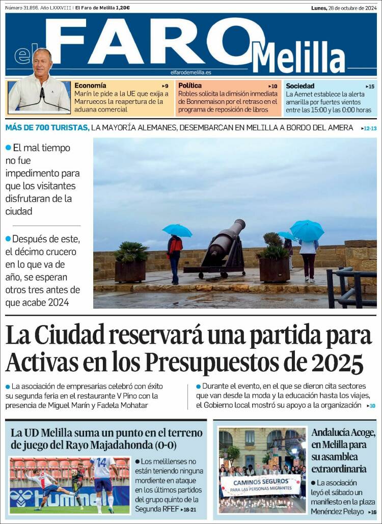 Portada de El Faro de Melilla (España)