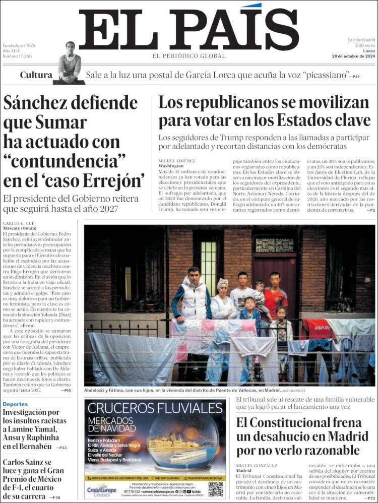 Portada de El País (España)