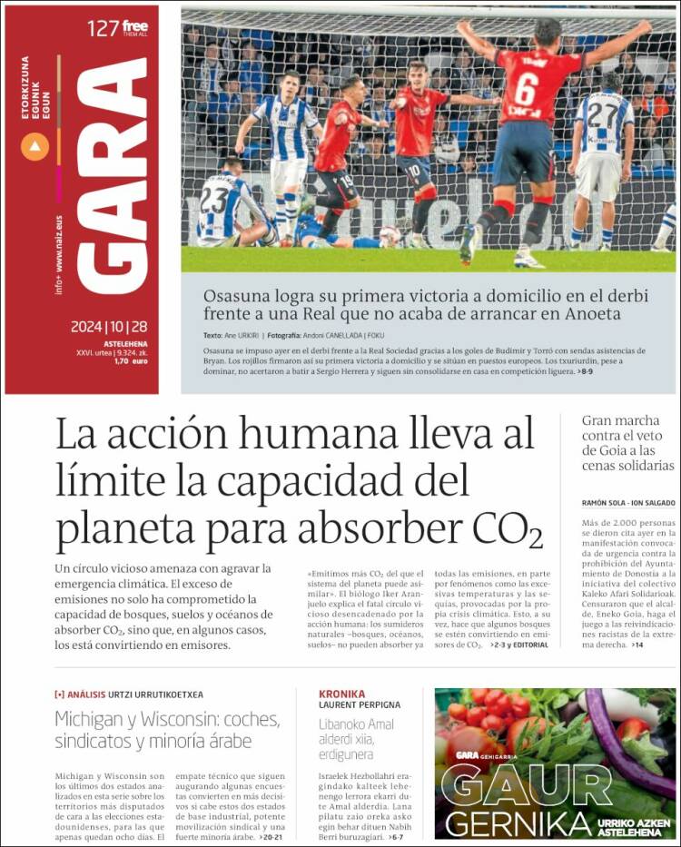 Portada de Gara (España)