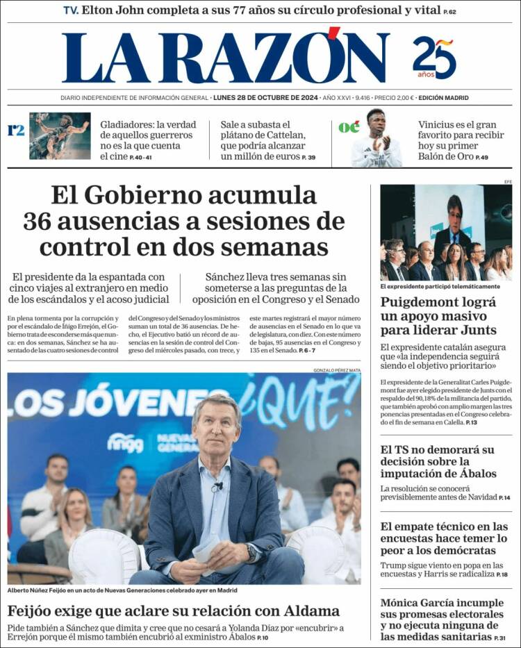 Portada de La Razón (España)