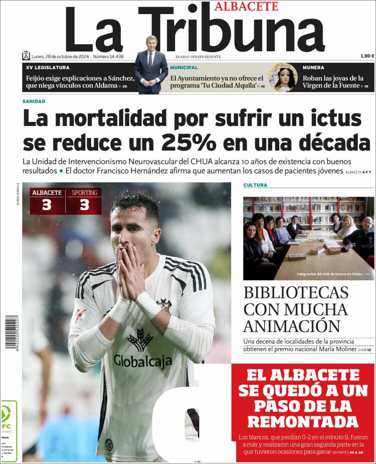 Portada de La Tribuna de Albacete (España)