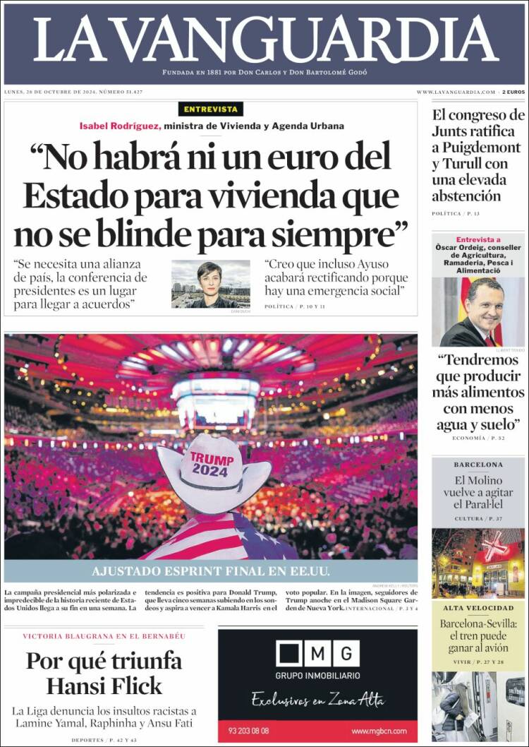 Portada de La Vanguardia (España)