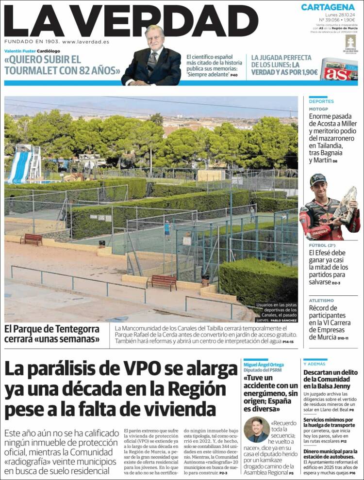 Portada de La Verdad de Cartagena (España)