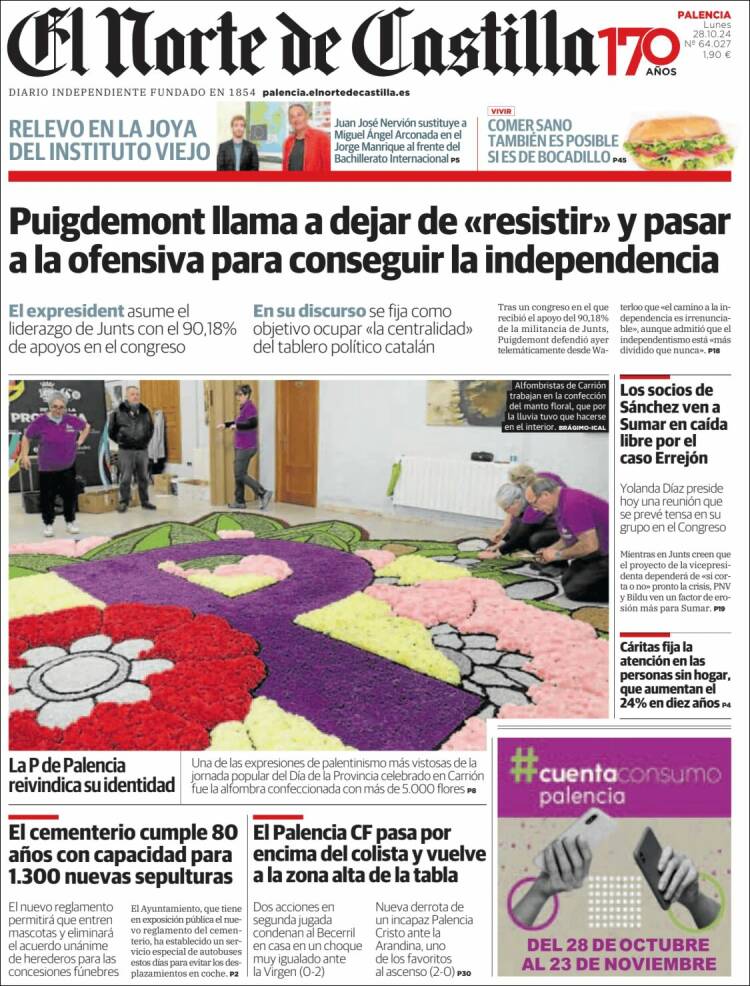 Portada de Norte de Castilla - Palencia (España)