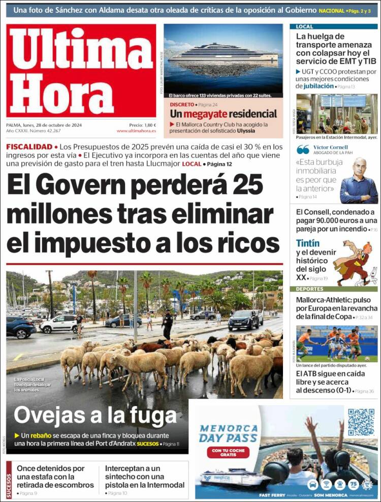 Portada de Última Hora (España)