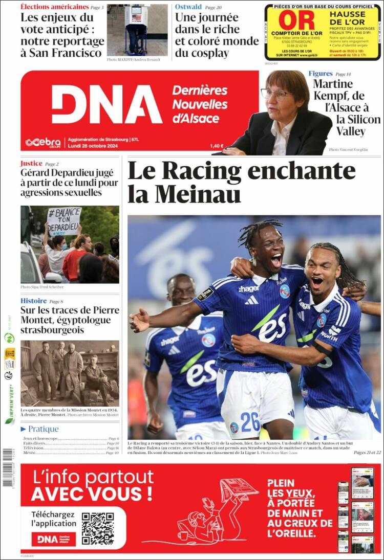 Portada de Les Dernières Nouvelles d'Alsace (Francia)