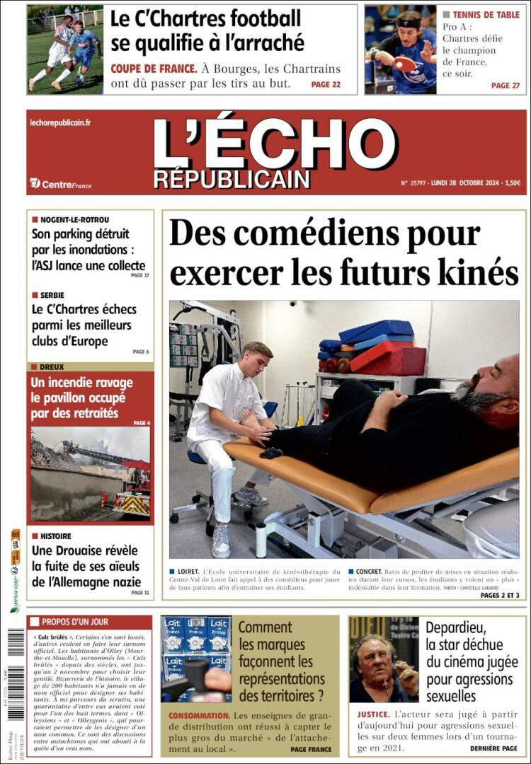 Portada de L'Echo Républicain (Francia)