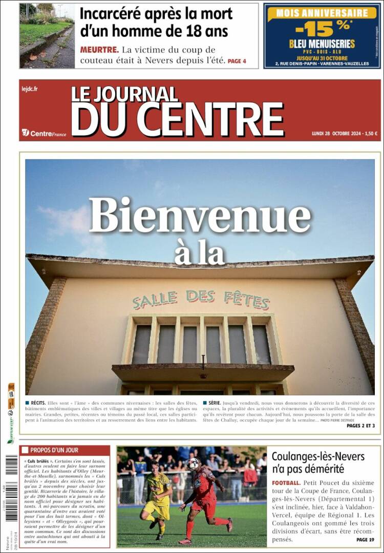 Portada de Le Journal du Centre (Francia)