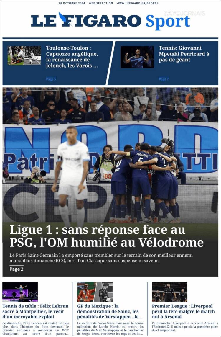 Portada de Le Figaro Sport (Francia)