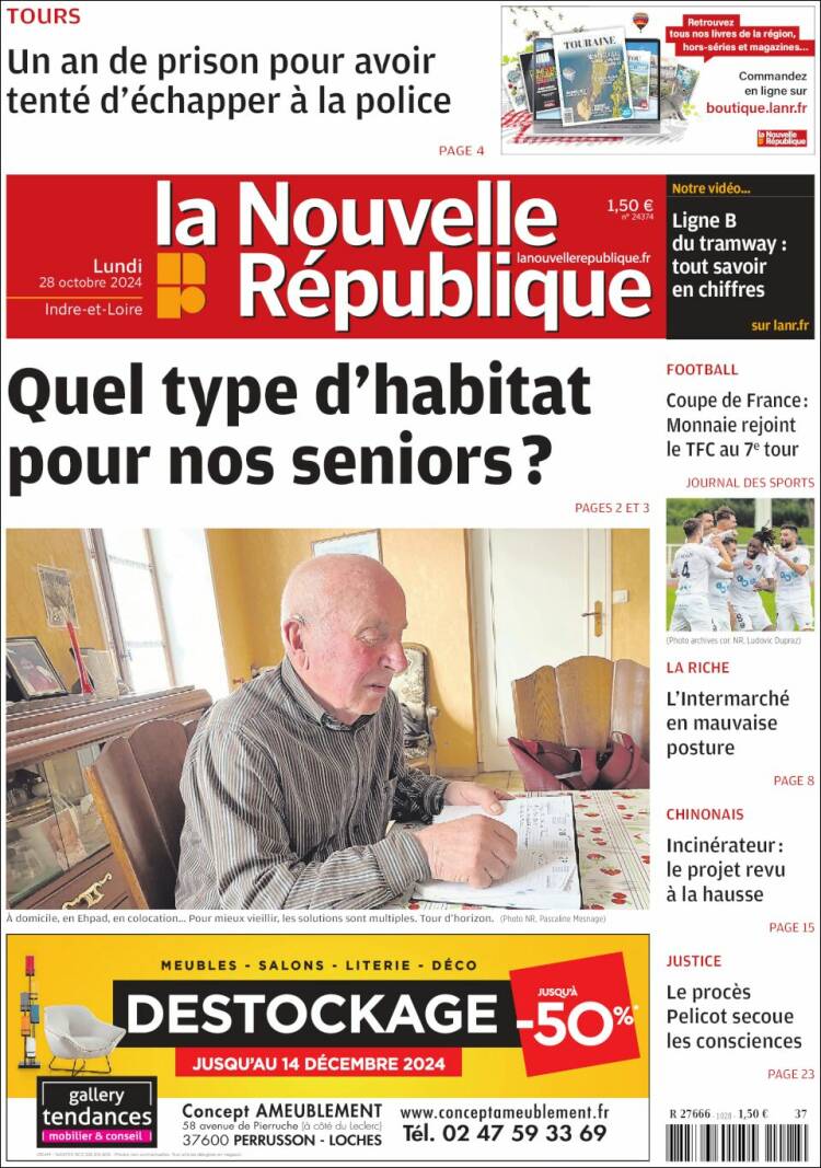 Portada de La Nouvelle Republique (Francia)