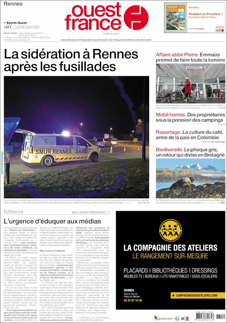 Portada de Ouest France (Francia)
