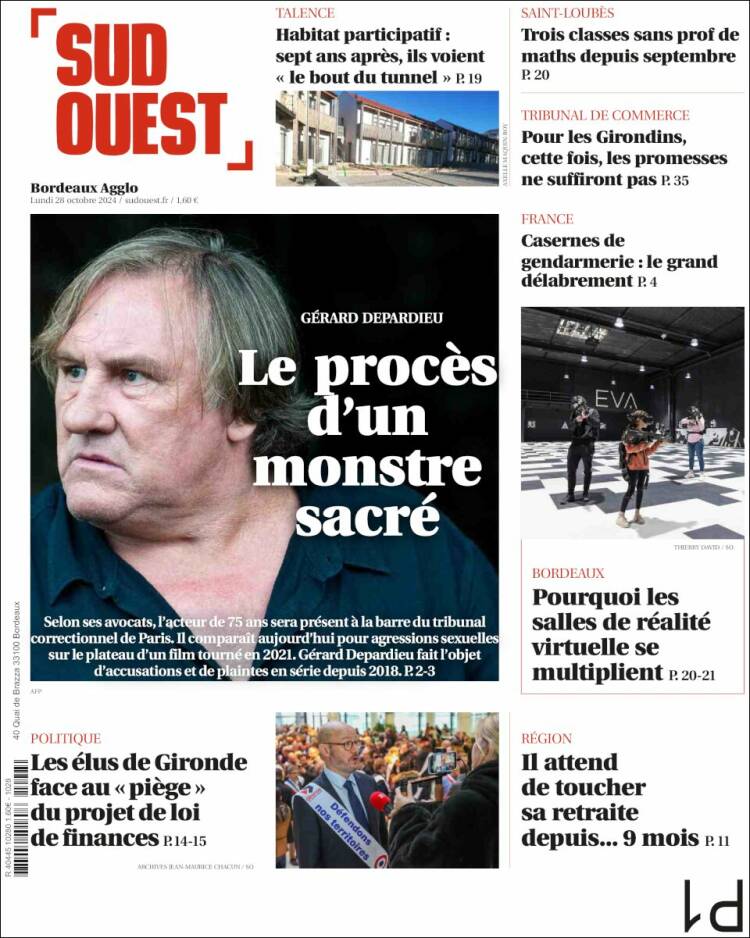 Portada de Sud Ouest (Francia)
