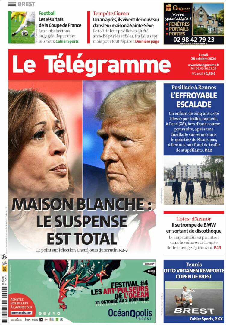 Portada de Télégramme (Francia)