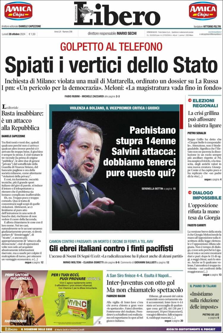 Portada de Libero (Italia)
