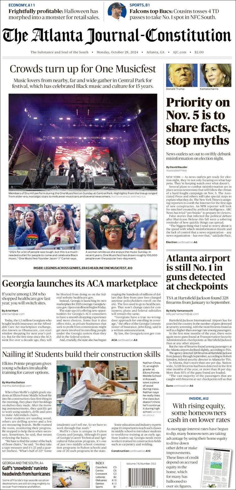 Portada de The Atlanta Journal-Constitution (USA)