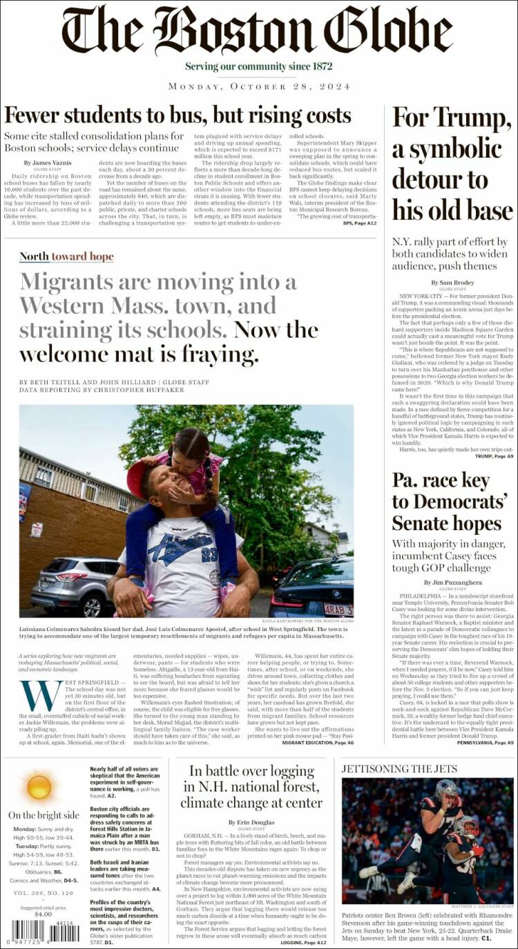 Portada de Boston Globe (USA)