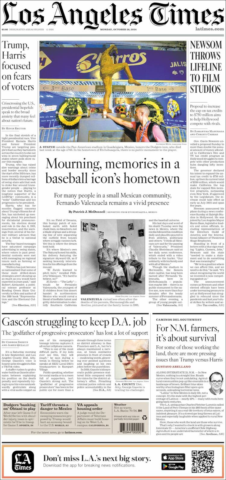 Portada de Los Angeles Times (USA)