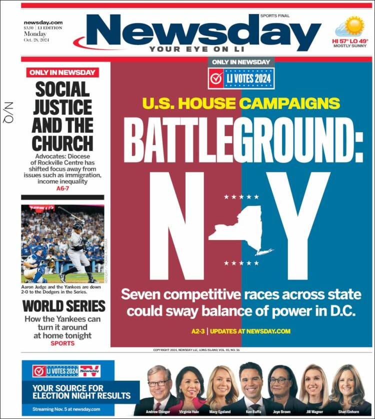 Portada de Newsday (USA)