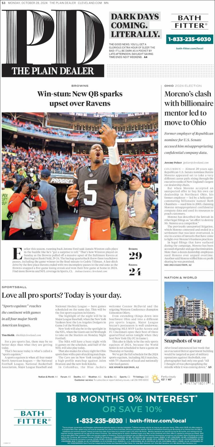 Portada de The Plain Dealer (USA)