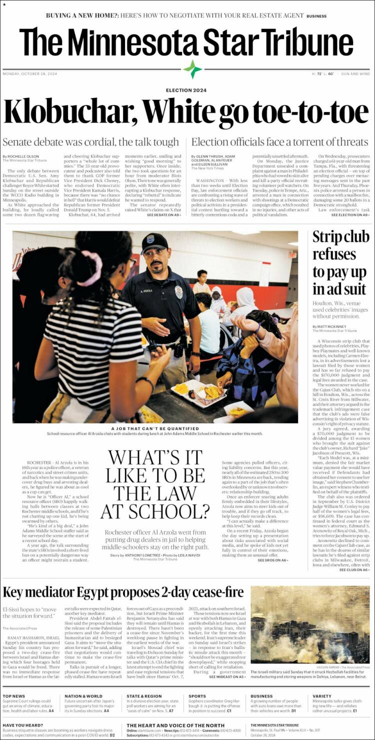 Portada de Star Tribune (USA)