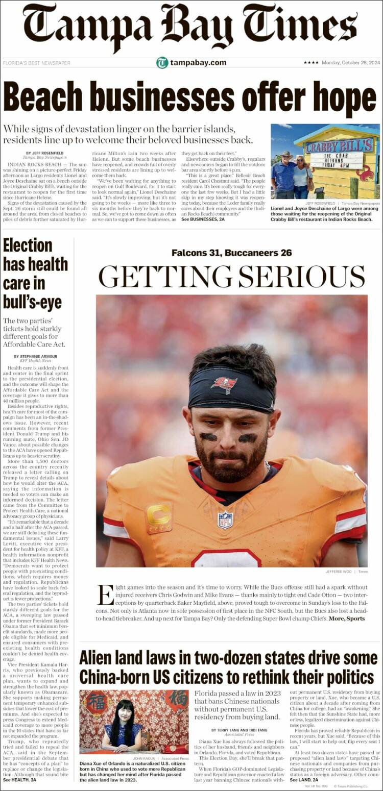 Portada de Tampa Bay Times (USA)