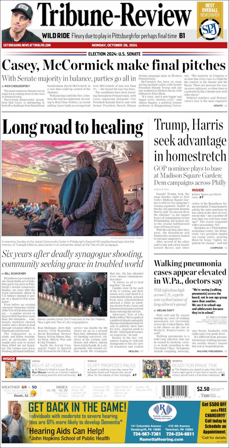 Portada de Tribune-Review (USA)