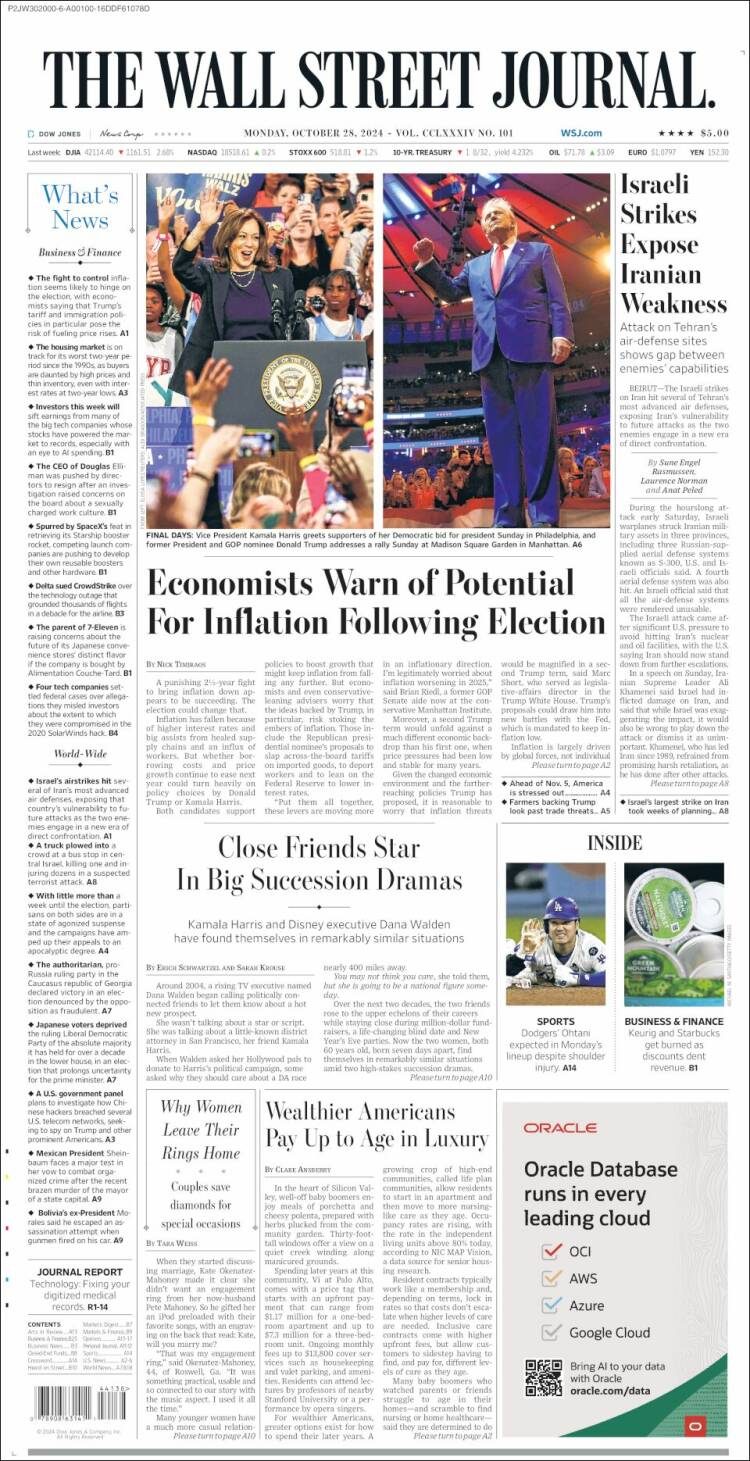 Portada de Wall Street Journal (USA)