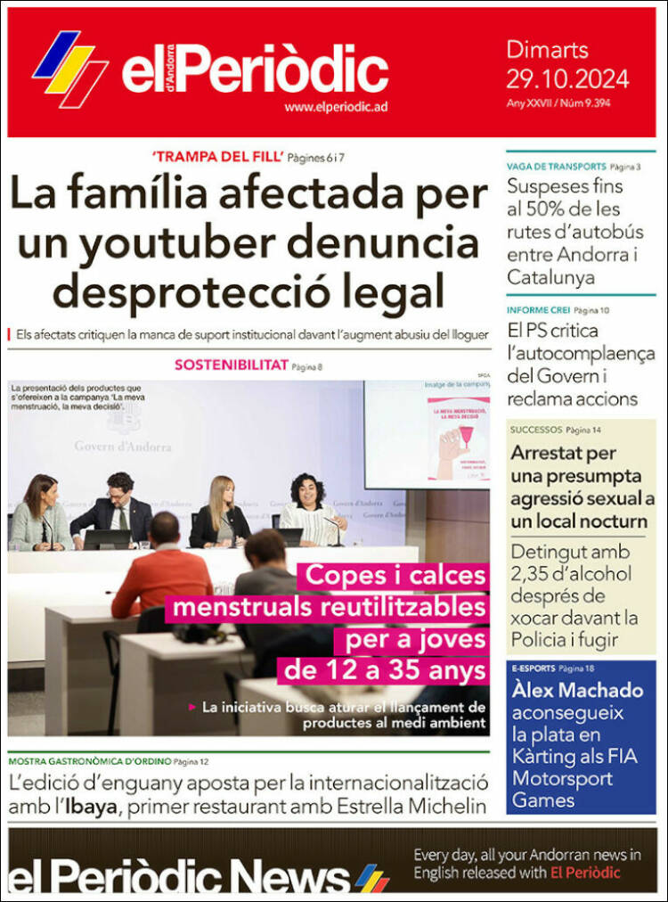 Portada de El Periòdic d'Andorra (Andorra)