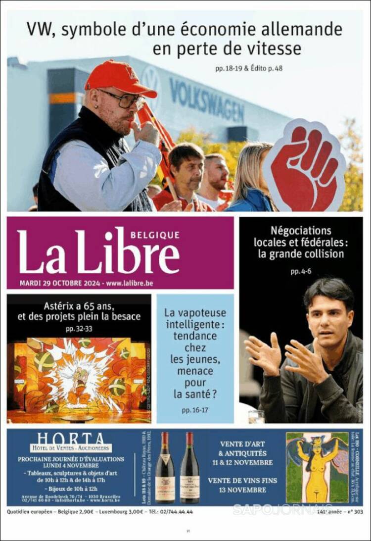 Portada de La Libre.be (B&eacute;lgica)